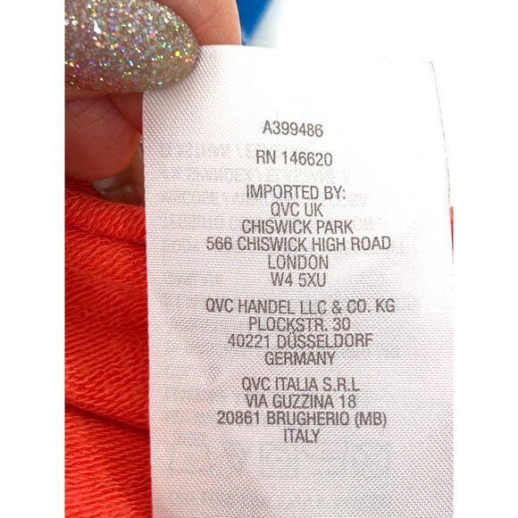 Attitudes by Renee Beach Dress XL Coral/ Blue Knit Maxi Sleeveless Side Slits - Picture 7 of 10